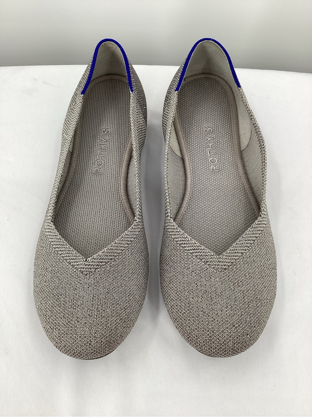 Rothy's The Flat Metallic Silver Knit Round-Toe Flats